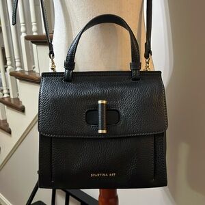 Spartina Black Leather Convertible Crossbody- Satchel Handbag NWOT